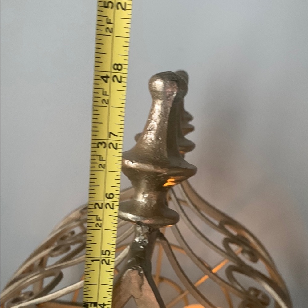 Elegant Gold Candle Holder Lantern bird cage large metal outdoor indoor home 28" - Picture 8 of 11